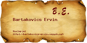Bartakovics Ervin névjegykártya