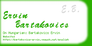 ervin bartakovics business card